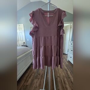 NaNa Mauve Ruffled Blouse